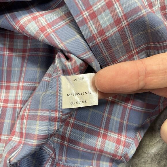 Peter Millar Crown Sport Button Down Shirt Men’s Large Magenta Blue Plaid - Picture 6 of 10